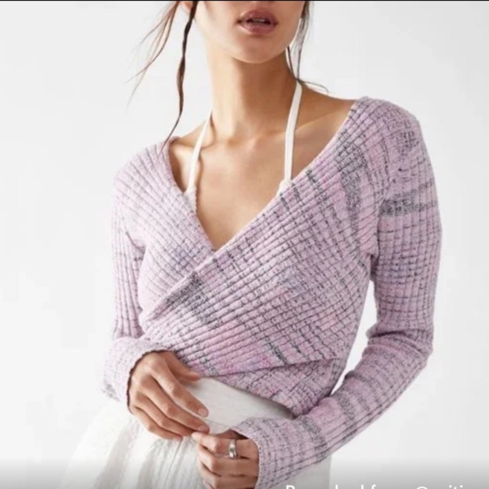 NWT Free People Brooke Wrap Top / Lilac Fog Combo